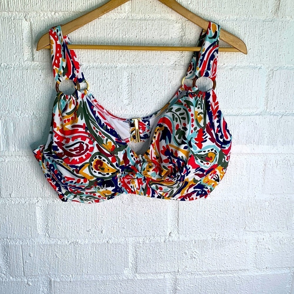 Anne Cole Colorful Underwire Twist Front Bikini Bright Swim Top sz 22 W - Picture 4 of 10